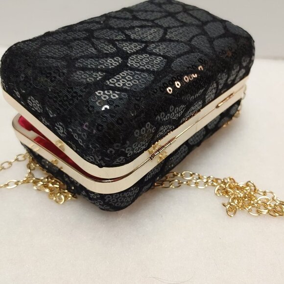 Small Sequin box Clutch Bags women's Designer Party Purse, Chain Shoulder Bag - Picture 6 of 9